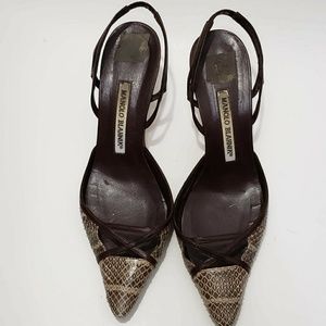 Manolo Blahnik snake print heels